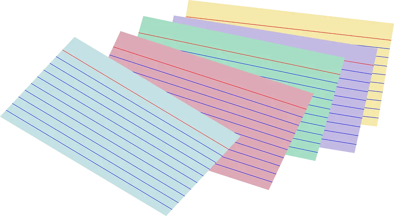 Set of Colorful Lined Index Cards