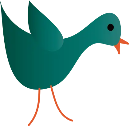 Green Bird Cartoon Illustration