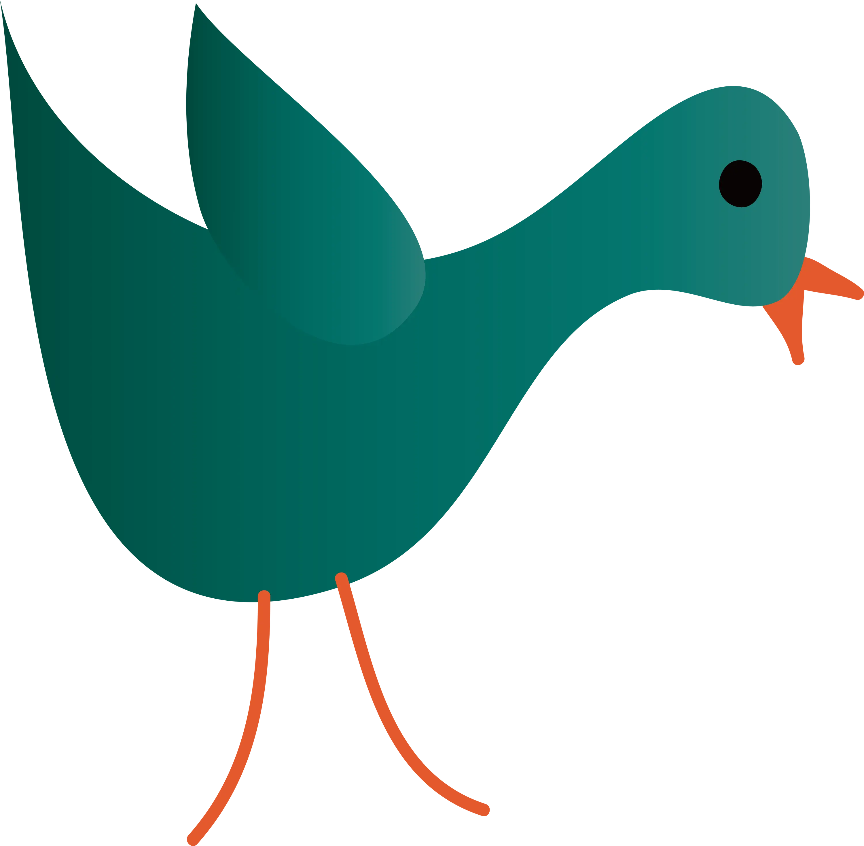 Green Bird Cartoon Illustration
