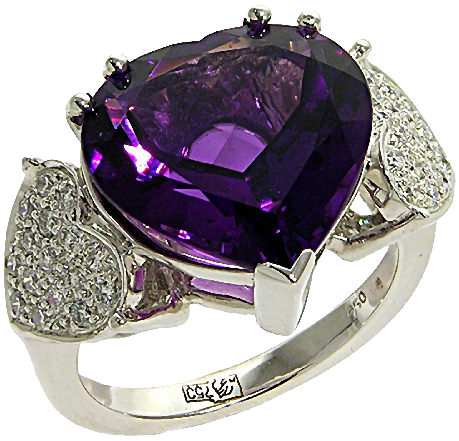 Purple Gem Heart-Shaped Ring