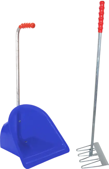 Blue Dustpan and Rake for Cleaning