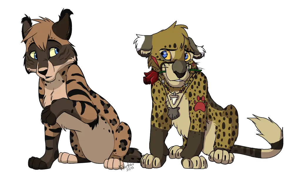 Cartoon Cheetah and Bobcat Illustration