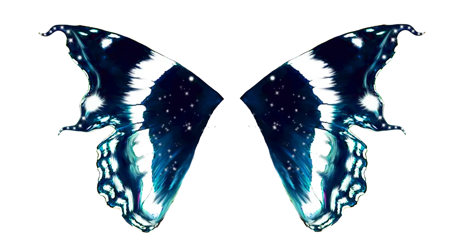 Fantasy Butterfly Wings with Blue and White Patterns
