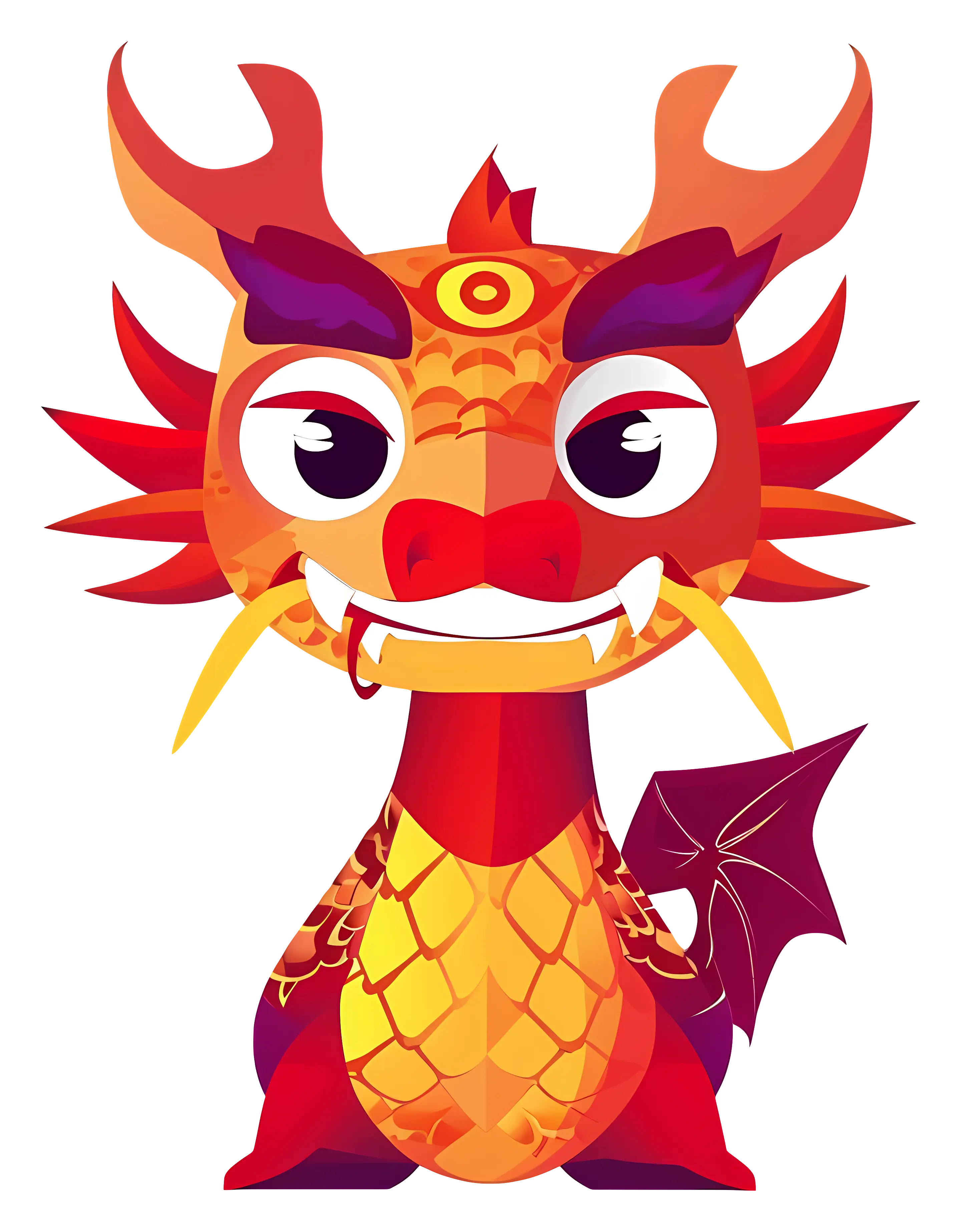 Red Cartoon Dragon Illustration