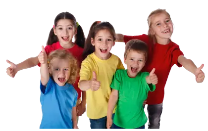 Happy Kids Giving Thumbs Up in Cheerful Mood