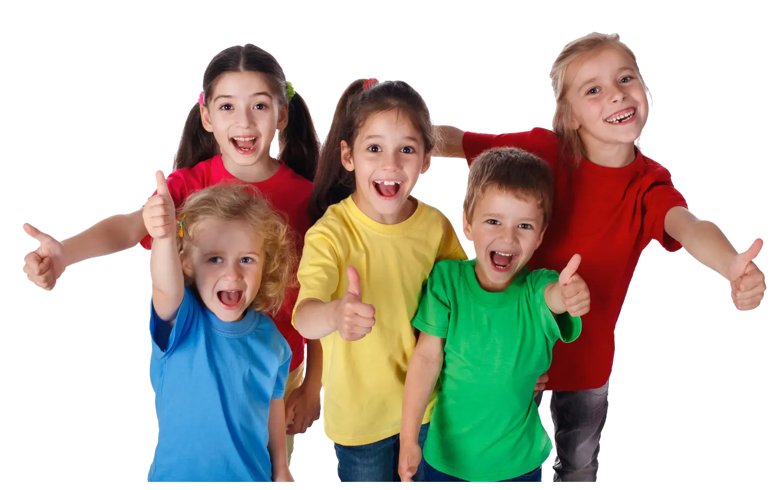 Happy Kids Giving Thumbs Up in Cheerful Mood