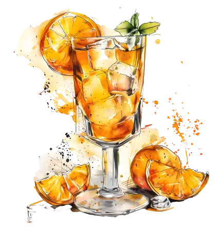 Refreshing Orange Drink with Ice and Citrus Slices