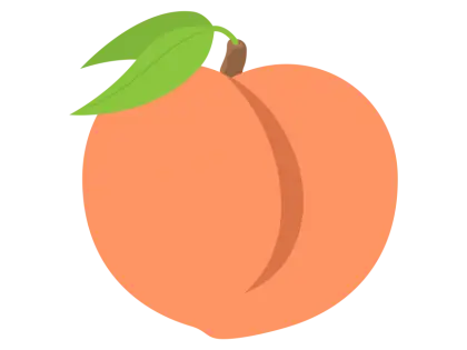 Fresh Peach with Green Leaves Illustration