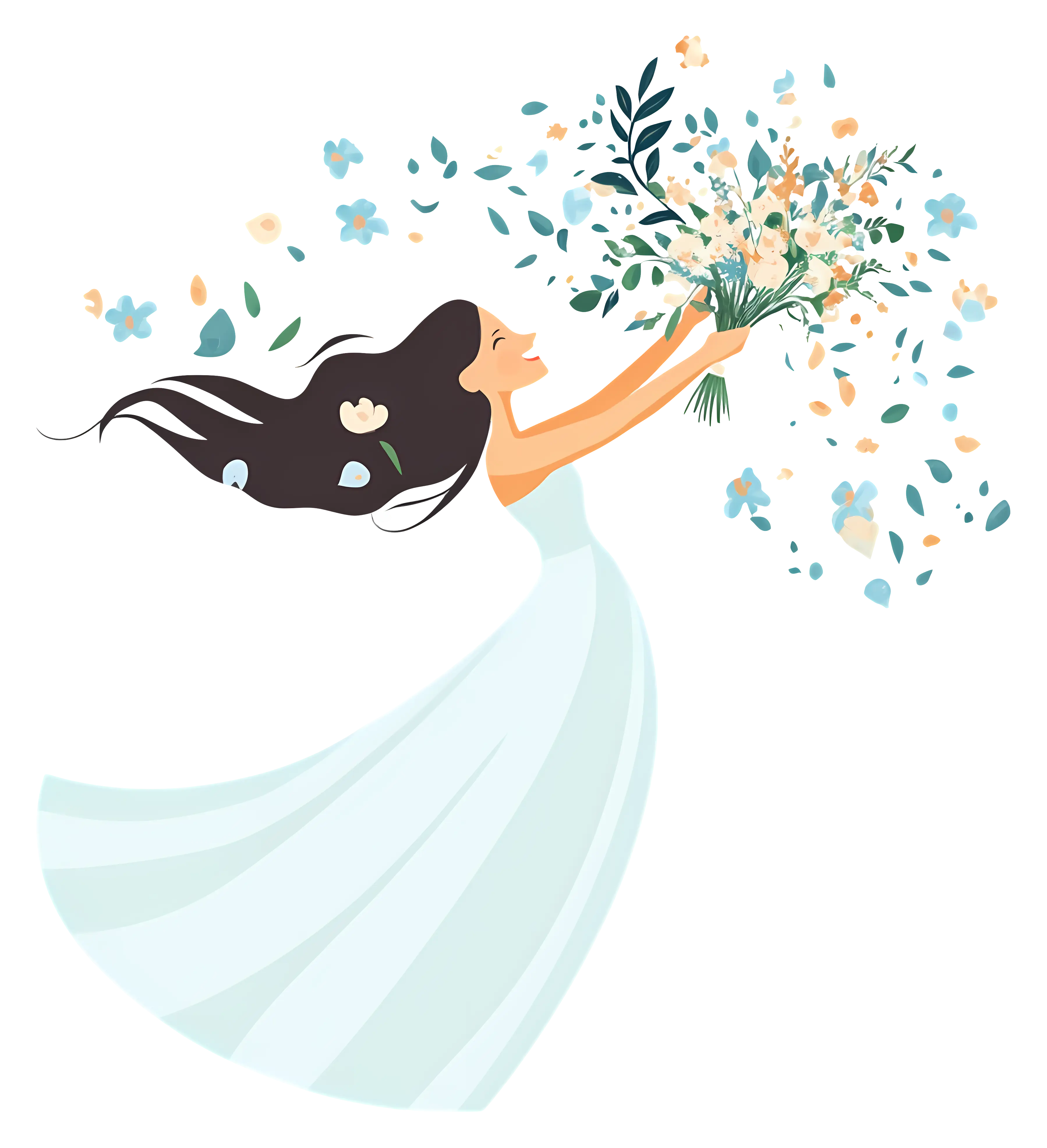 Floral Dress with Bouquet