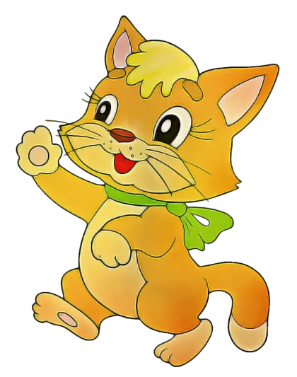 Cartoon Cat with Green Bow