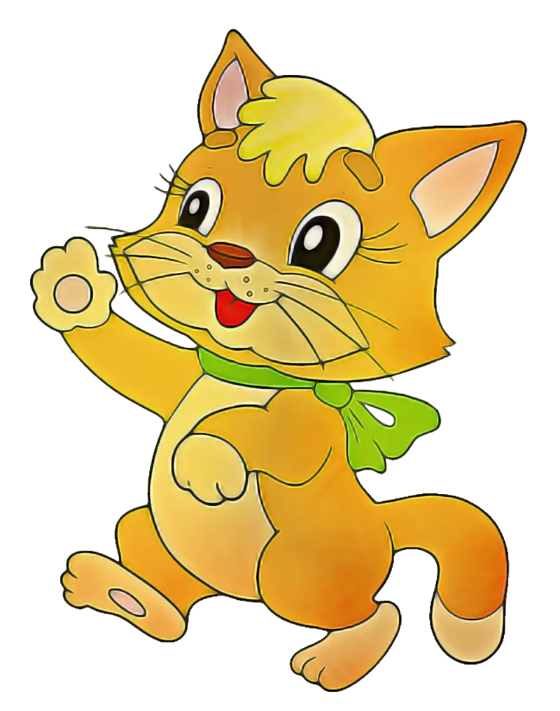 Cartoon Cat with Green Bow