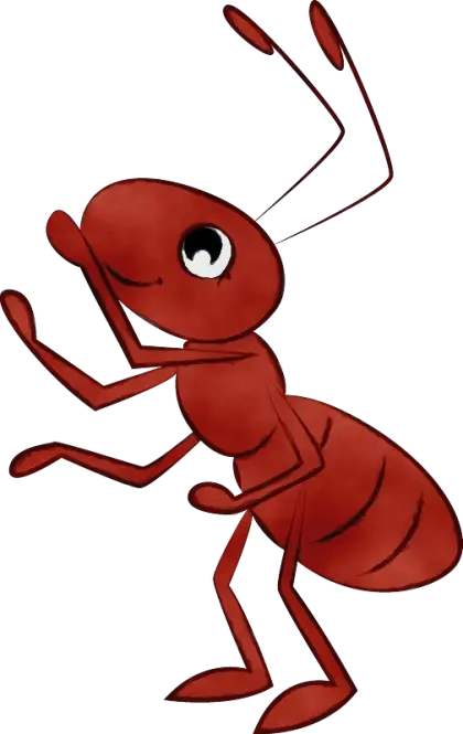 Friendly Red Cartoon Ant