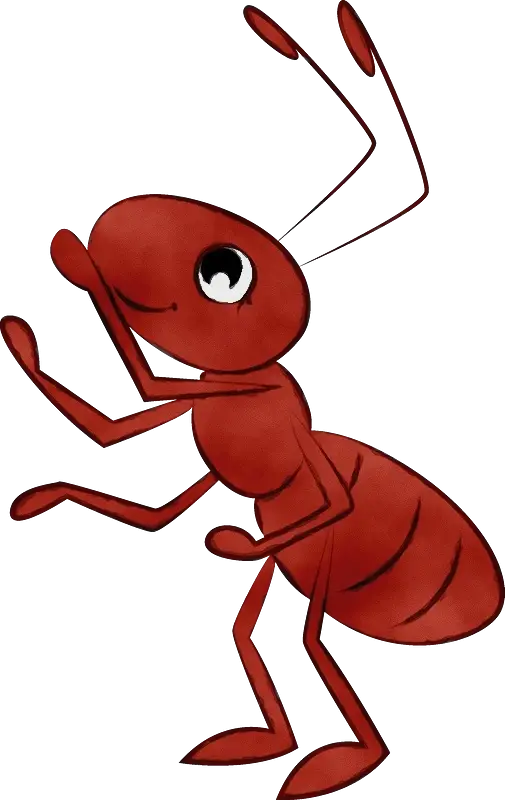 Friendly Red Cartoon Ant