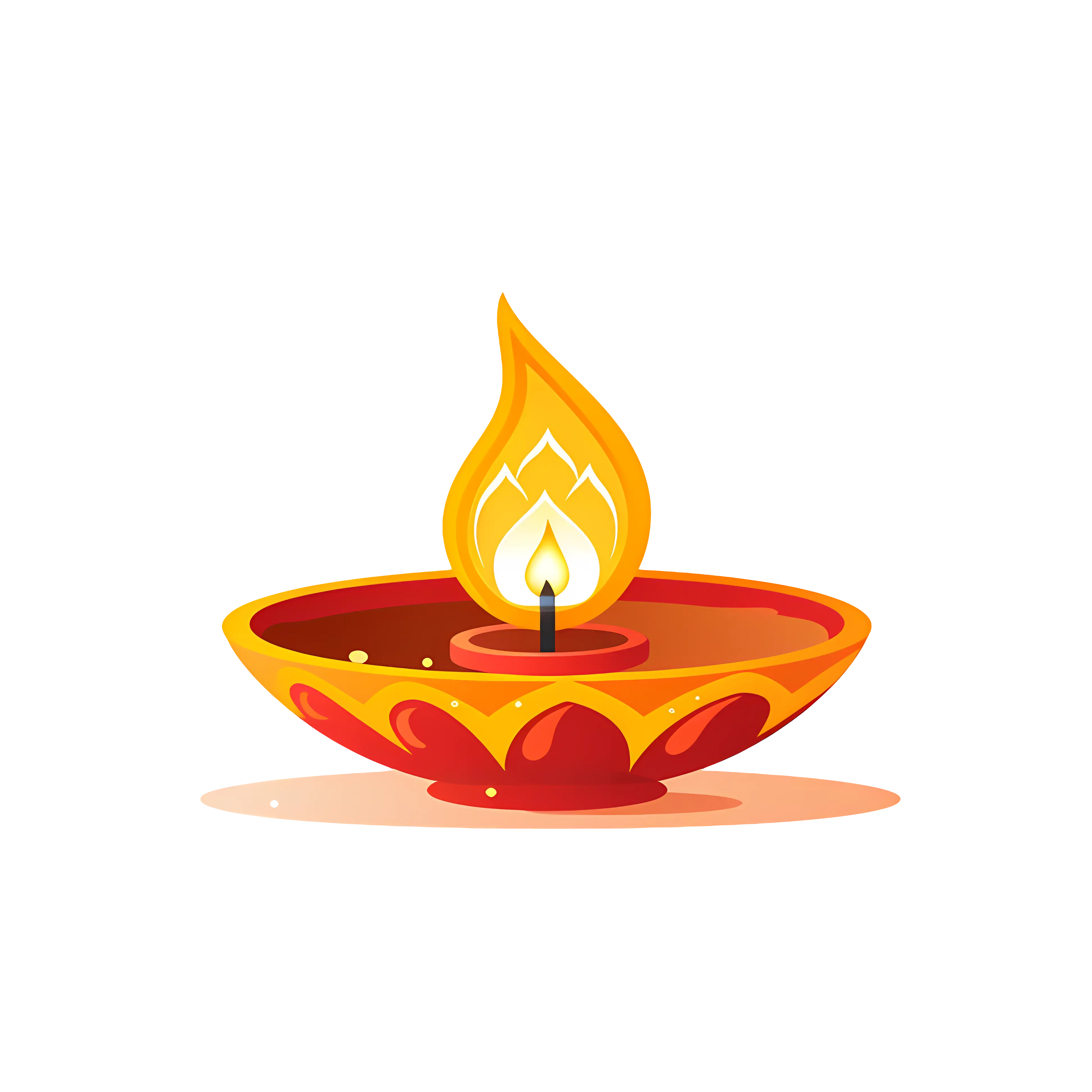 Diya Lamp with Flame for Diwali