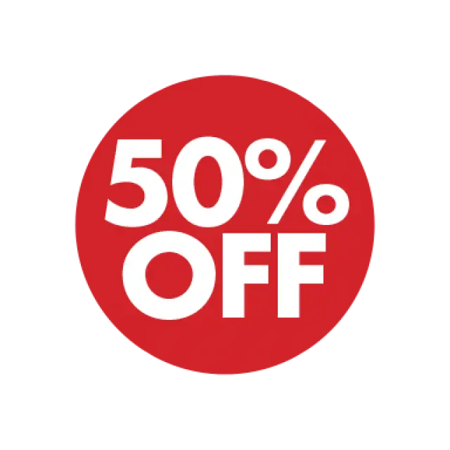 Red 50% Off Discount Badge