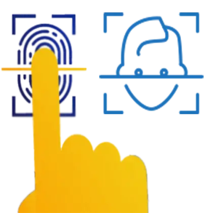 Biometric Fingerprint and Face Scan Icons