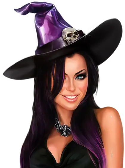 Witch with Hat and Skull