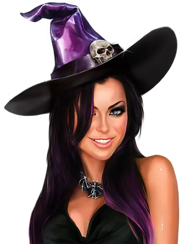 Witch with Hat and Skull