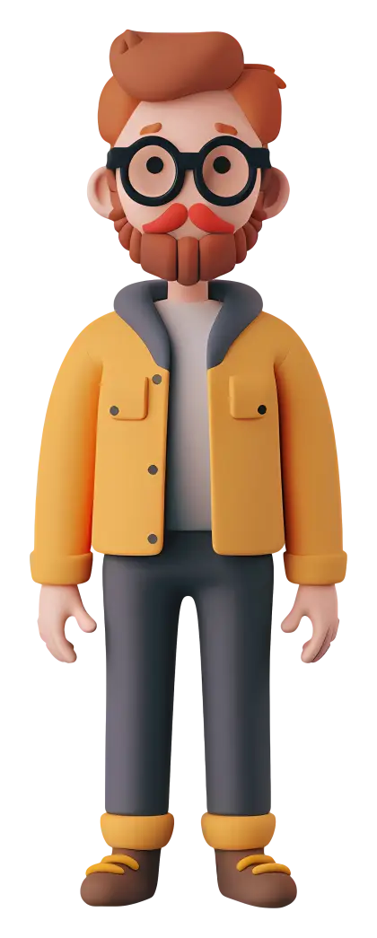 Cartoon Man with Beard and Glasses