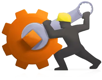 Worker Icon with Gear and Wrench