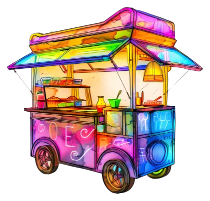 Colorful Street Food Cart Illustration