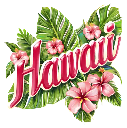 Hawaiian Typography with Tropical Flower Design