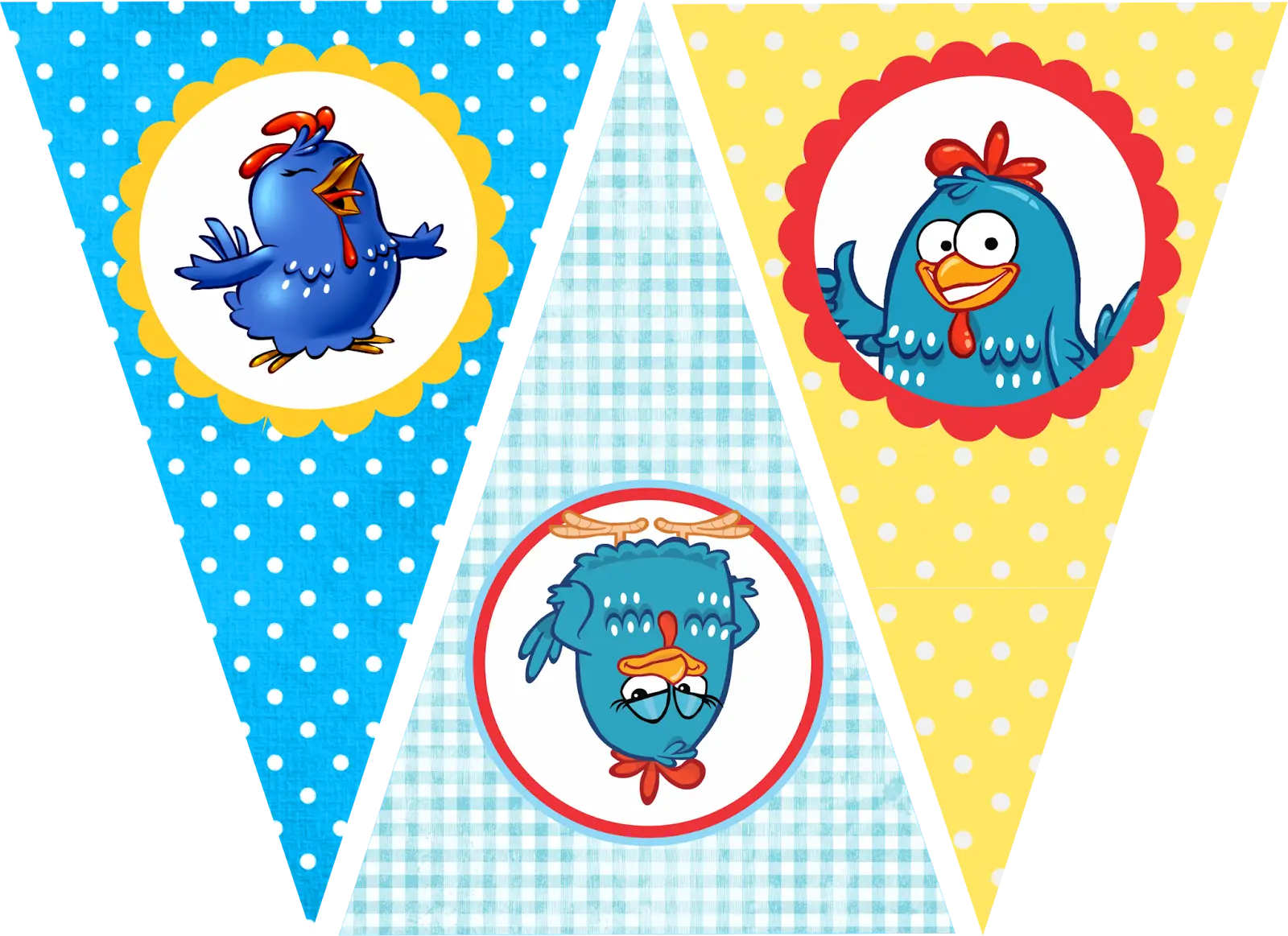 Colorful Chicken Banners for Kids' Party