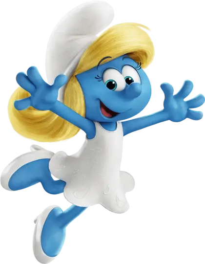 Playful Animated Blue Character in White Dress