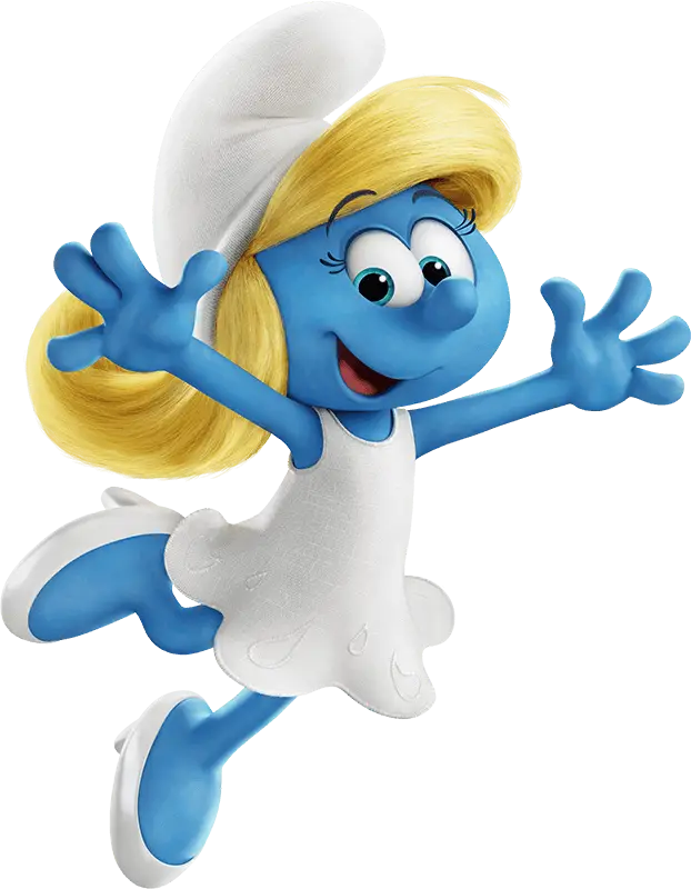 Playful Animated Blue Character in White Dress