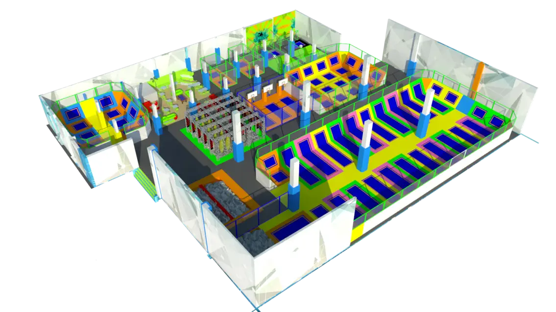 Trampoline Park Design Layout for Recreation