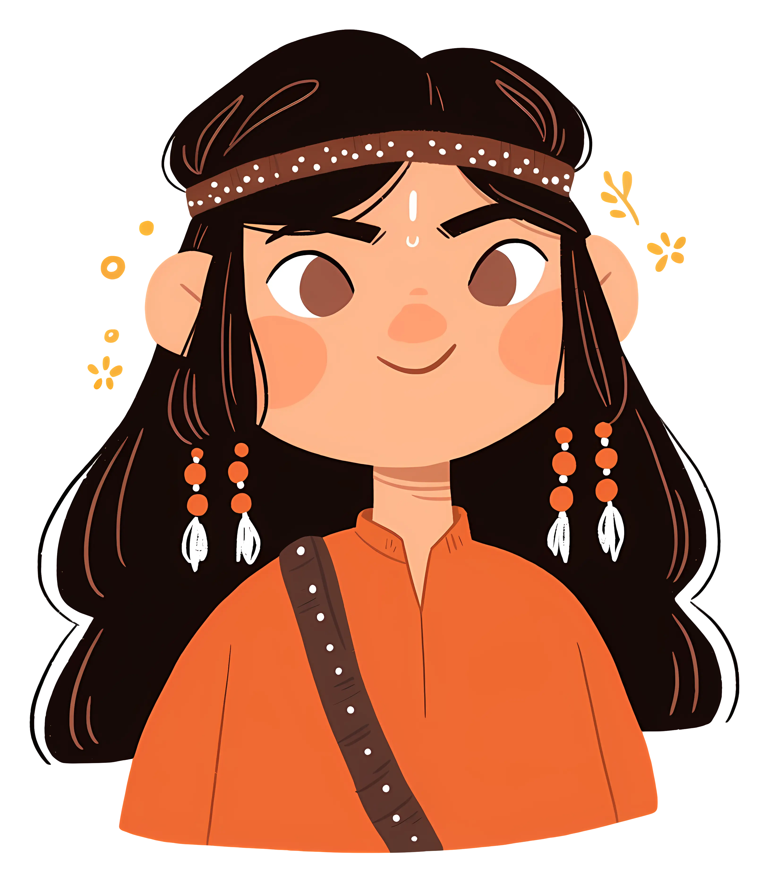 Smiling Girl with Headband and Earrings