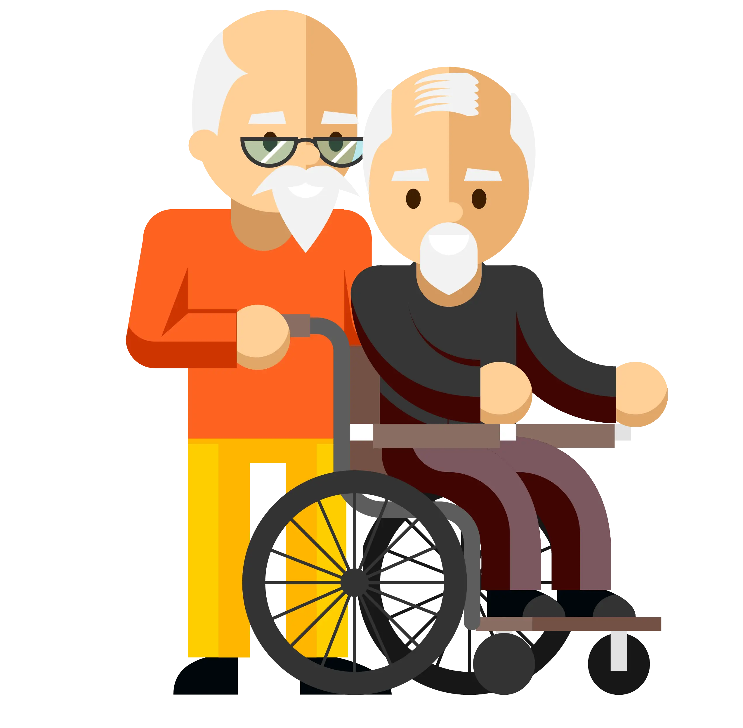 Elderly Man in Wheelchair with Caregiver