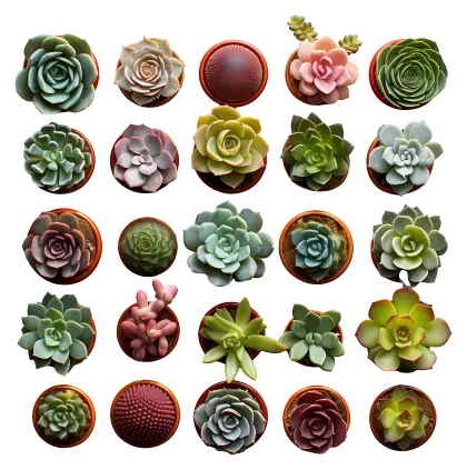 Succulent Plant Variety in Potted Collection