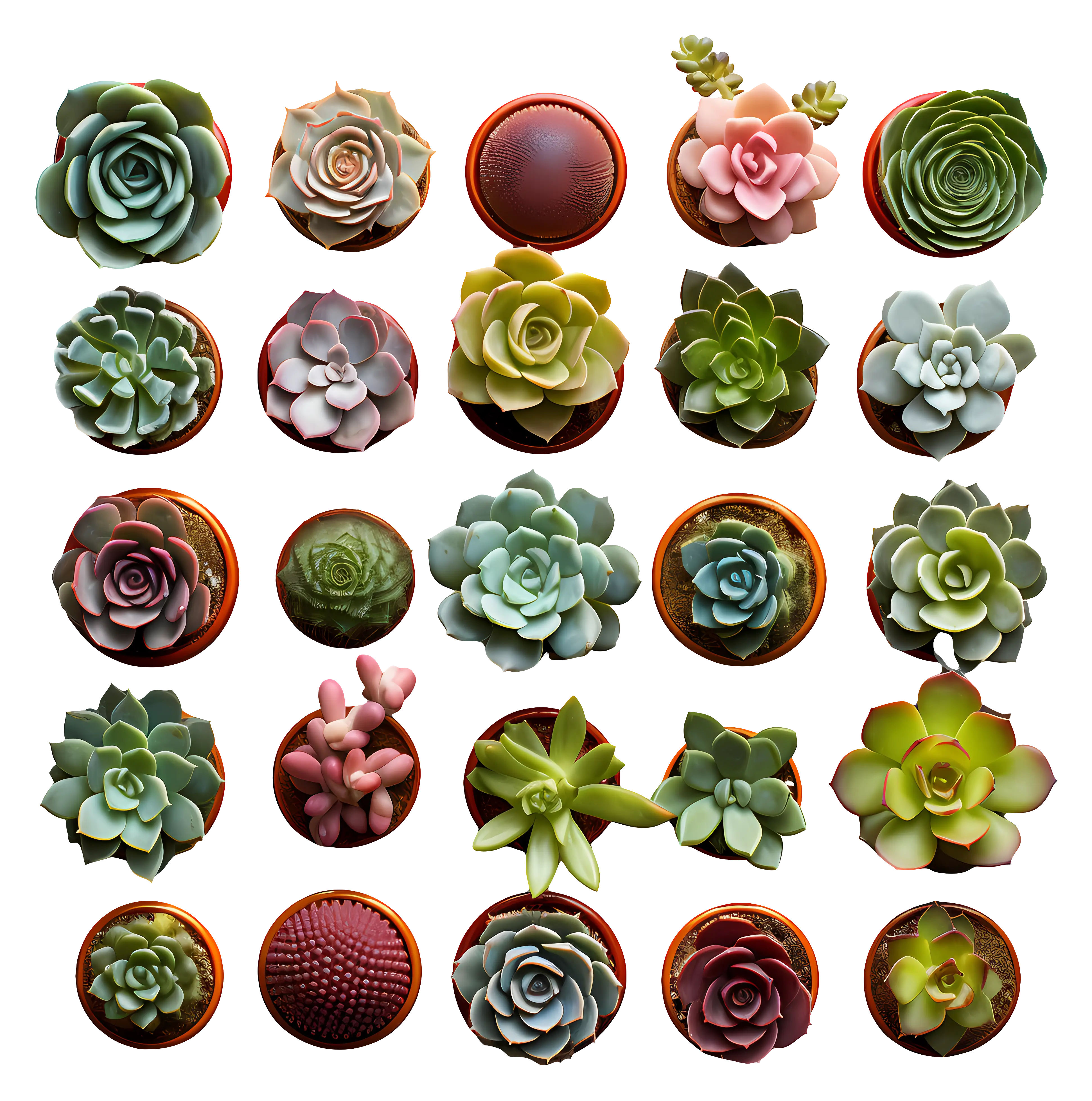 Succulent Plant Variety in Potted Collection
