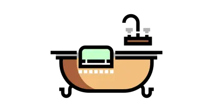 Bathtub with Faucet and Towel