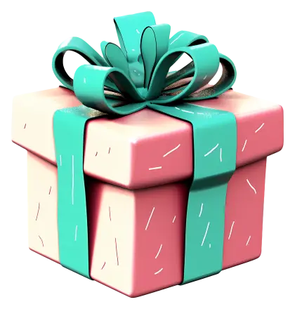 Pink and Teal Gift Box with Ribbon