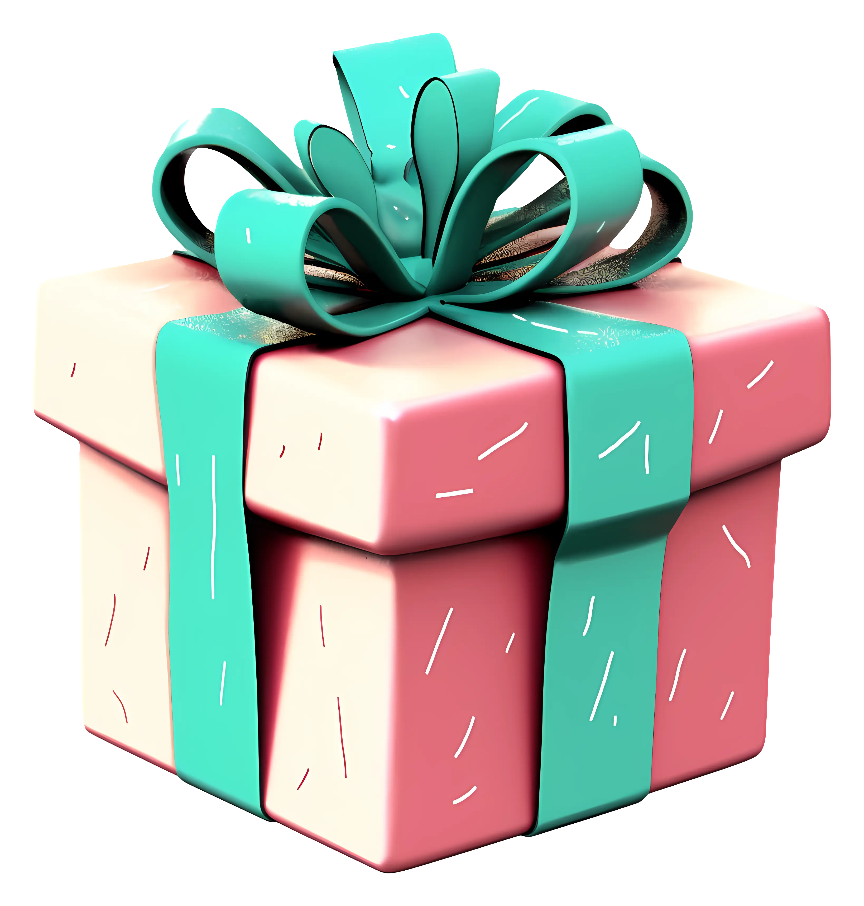 Pink and Teal Gift Box with Ribbon