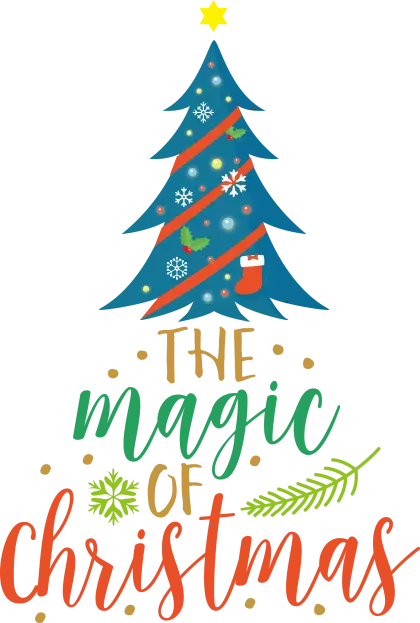 Blue Tree Illustration with Magic of Christmas Message