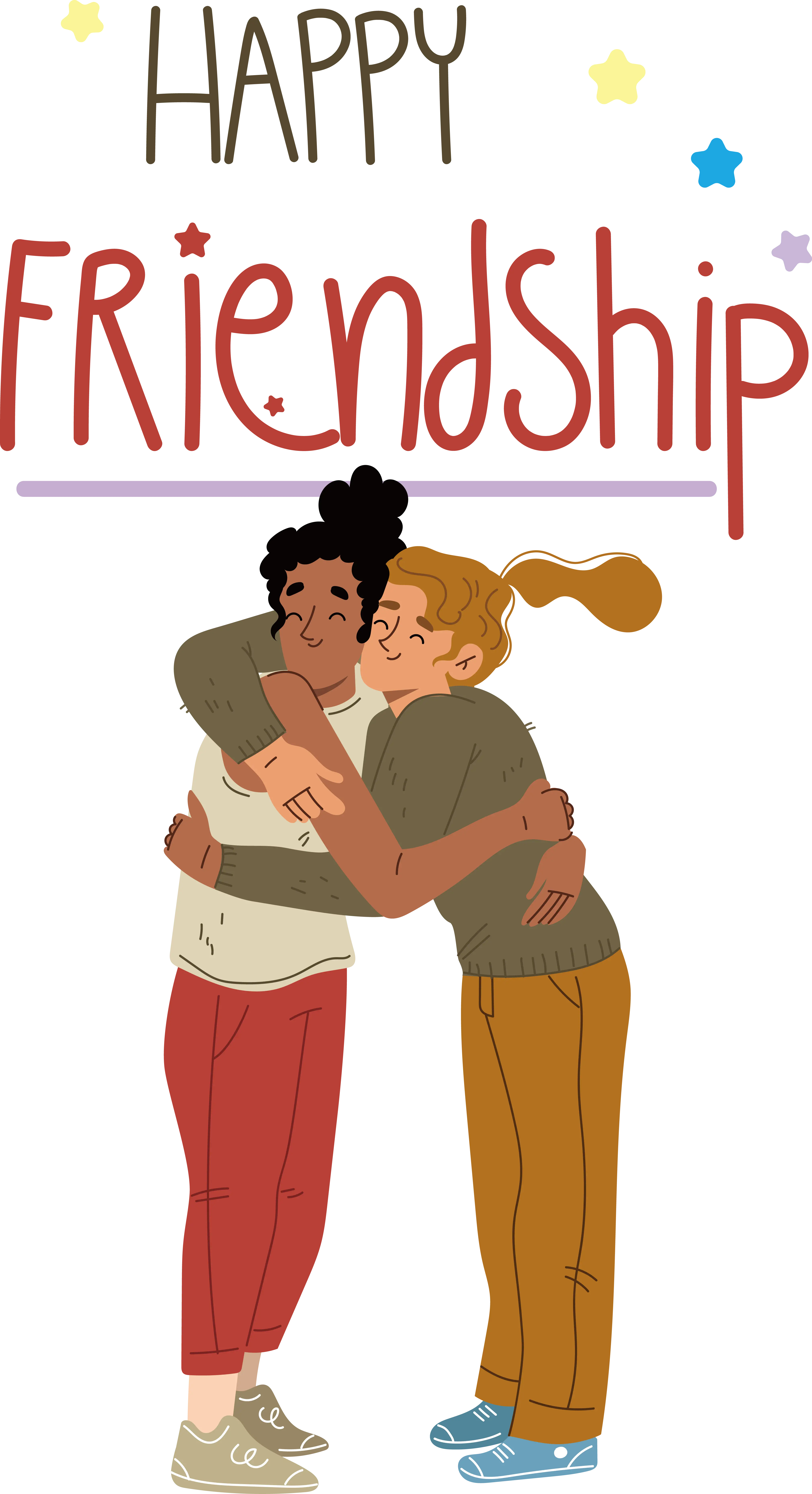 Happy Friendship Day Hug Illustration