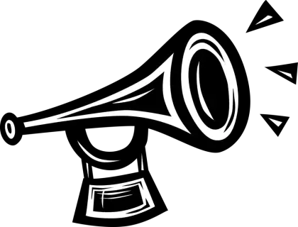 Black and White Cartoon Megaphone Drawing
