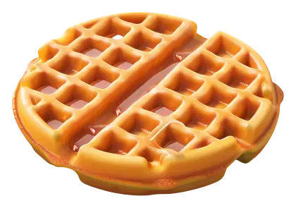 Golden Brown Waffle Drizzled with Syrup