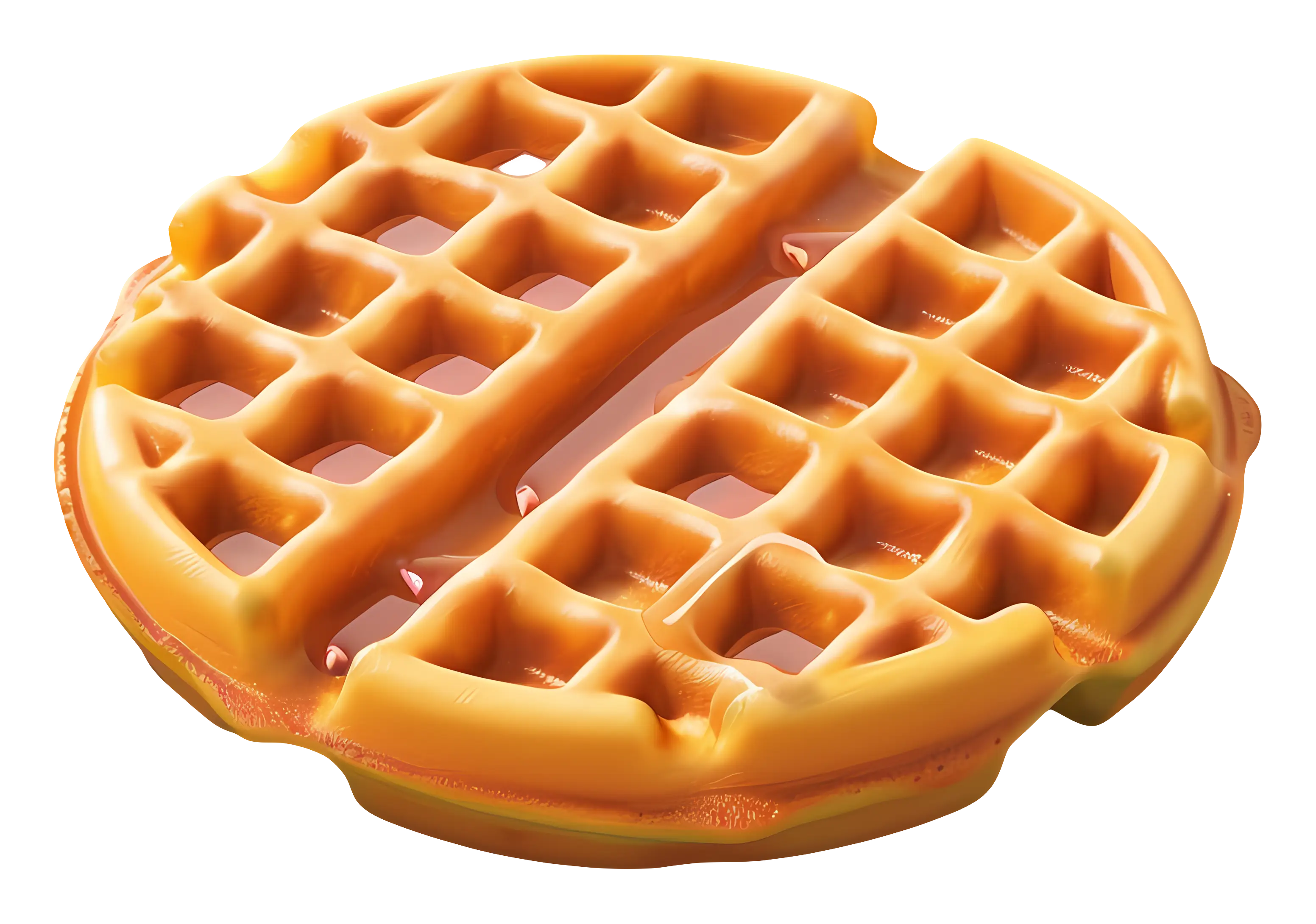 Golden Brown Waffle Drizzled with Syrup