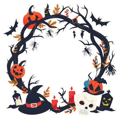 Halloween Wreath with Pumpkins and Bats
