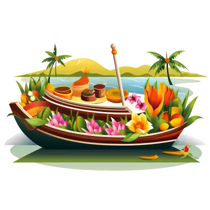 Floral Decorated Boat Amid Festivities