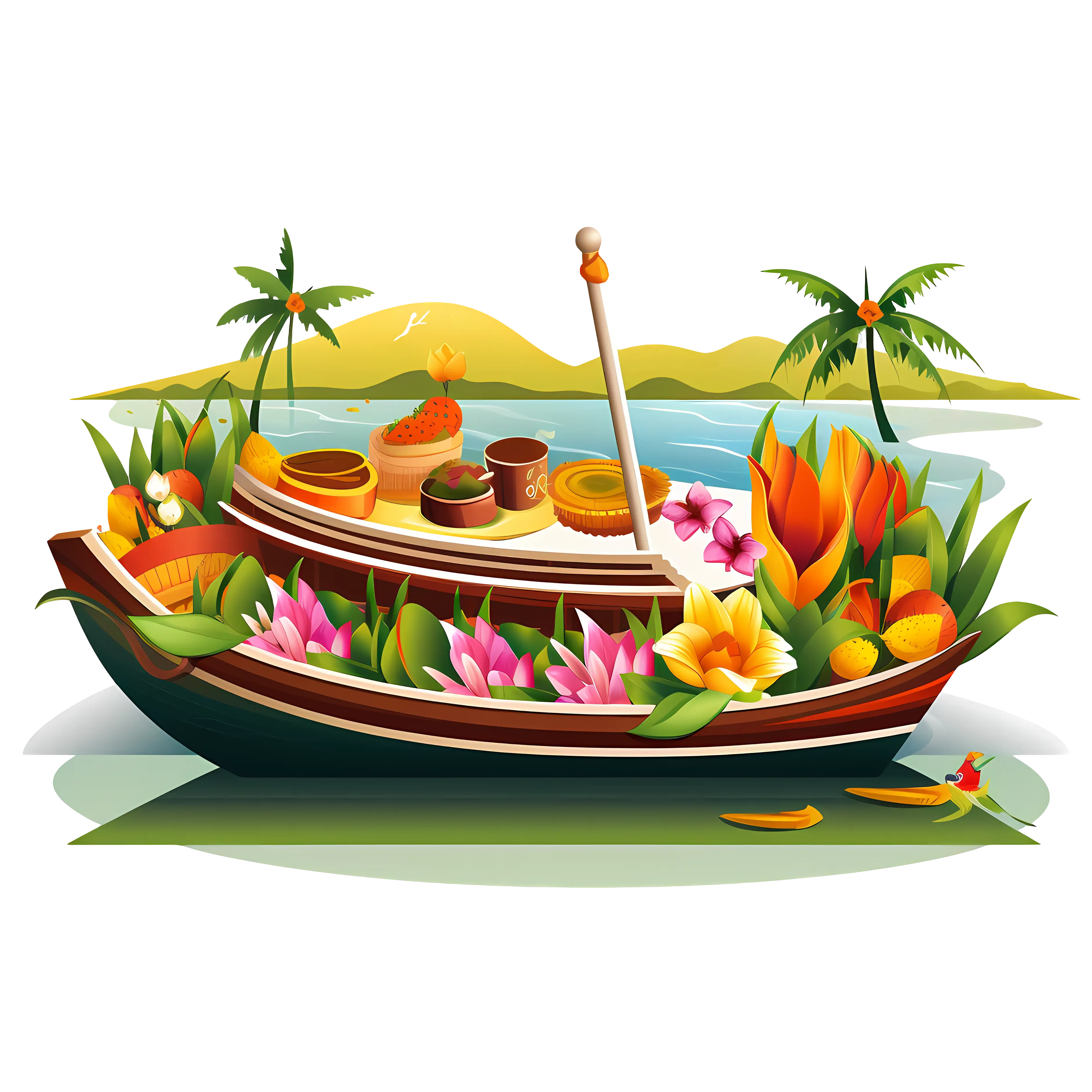 Floral Decorated Boat Amid Festivities