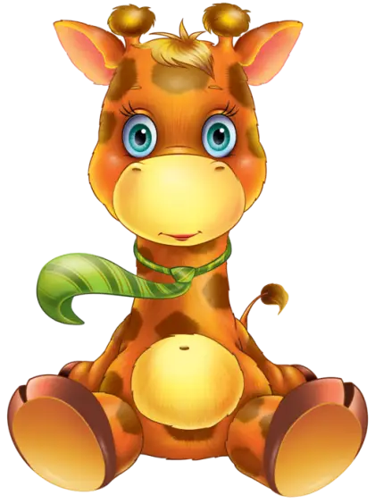 Cute Cartoon Giraffe with Green Scarf