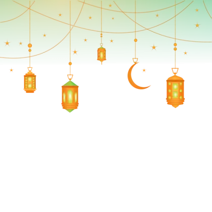Hanging Lanterns and Crescent Moon