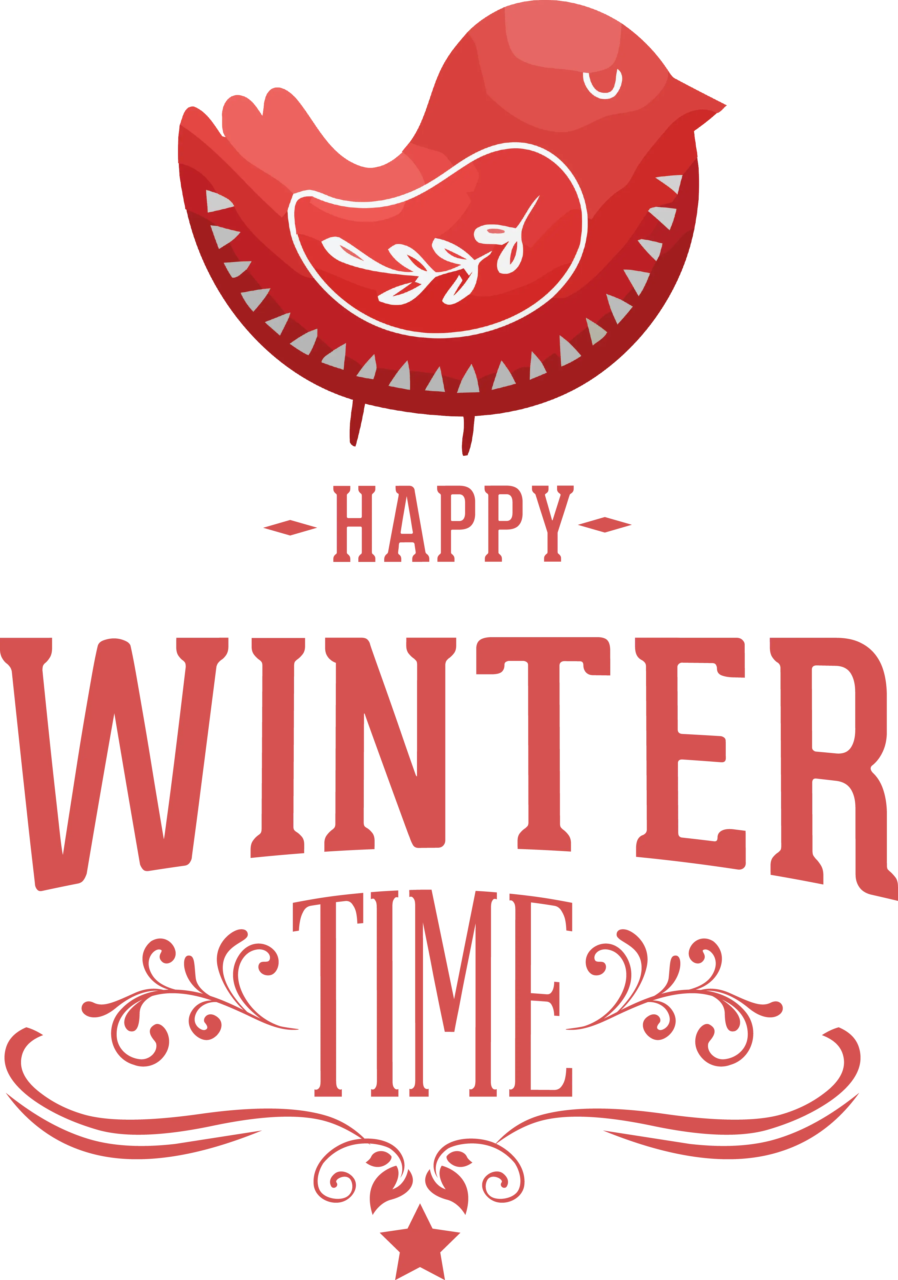 Red Winter Festive Bird with Message