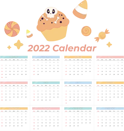 2022 Calendar with Cupcake Design