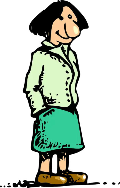 Cartoon Woman Standing in Outfit